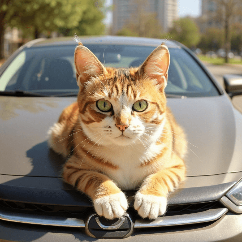 Flux Kontext Prompt - Make the cat lie on car