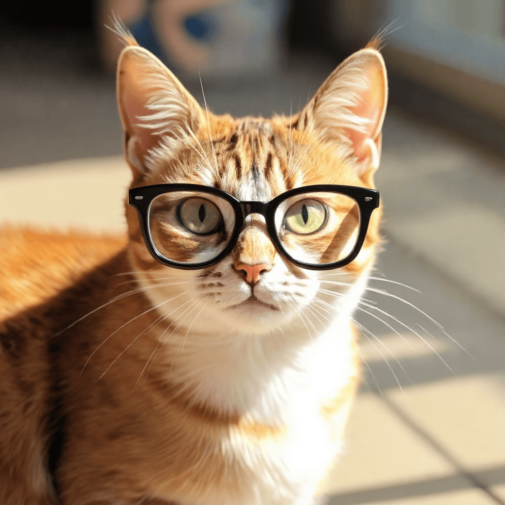 Flux Kontext Prompt - Make the cat wear a glass